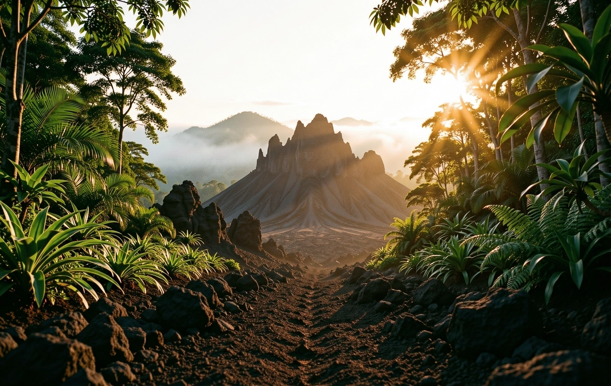 Volcanic landscape at dawn