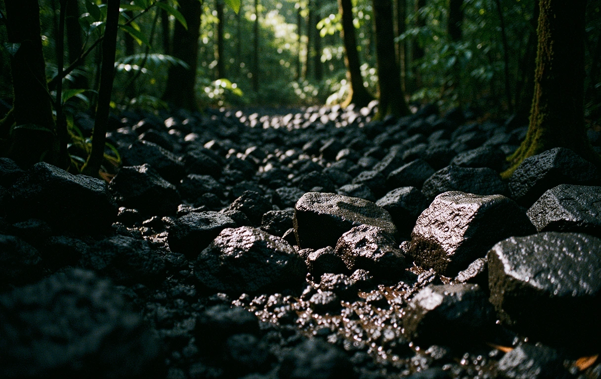 Basalt monoliths in an Indonesian landscape